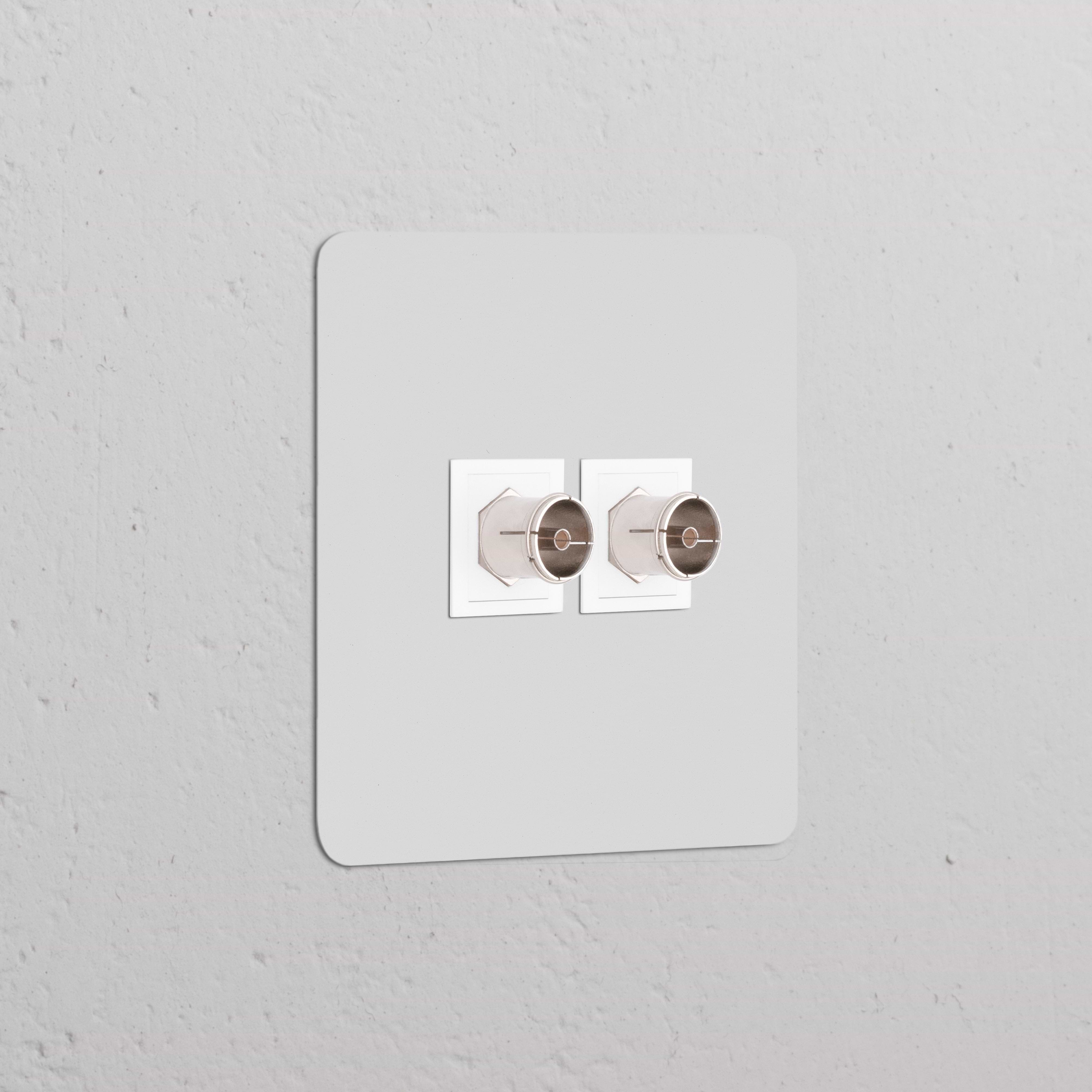 Prise TV x2 (Plaque Simple) - Peignable Blanc