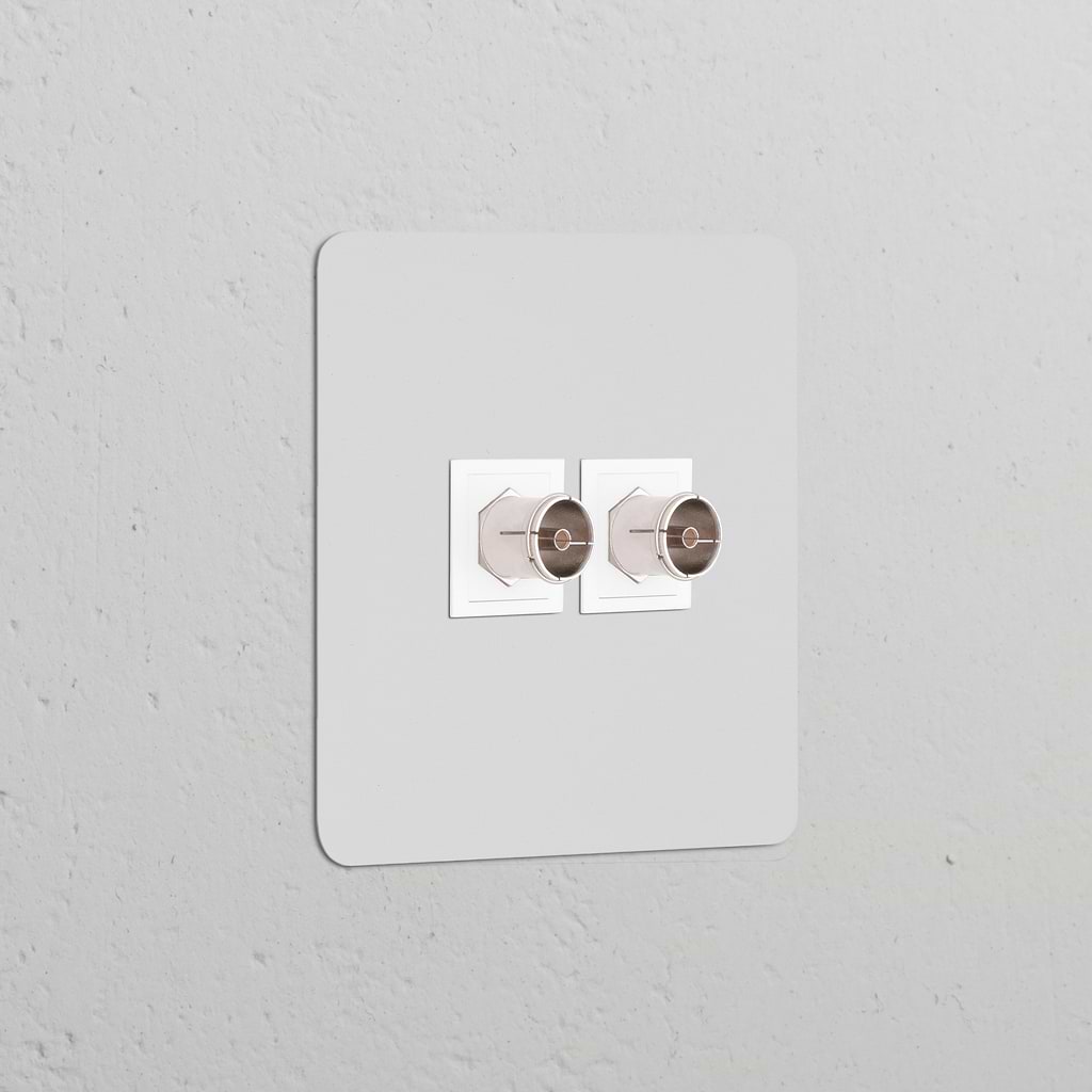 Prise TV x2 (Plaque Simple) - Peignable Blanc