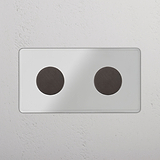 Sophisticated Double Dimmer Switch in Clear Bronze - Adjustable Light Control Solution on White Background
