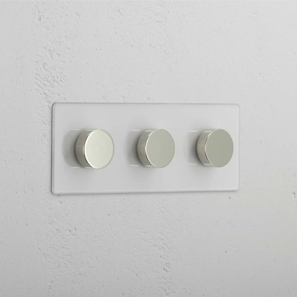 Sophisticated Triple Dimmer Switch in Clear Polished Nickel - Adjustable Lighting System