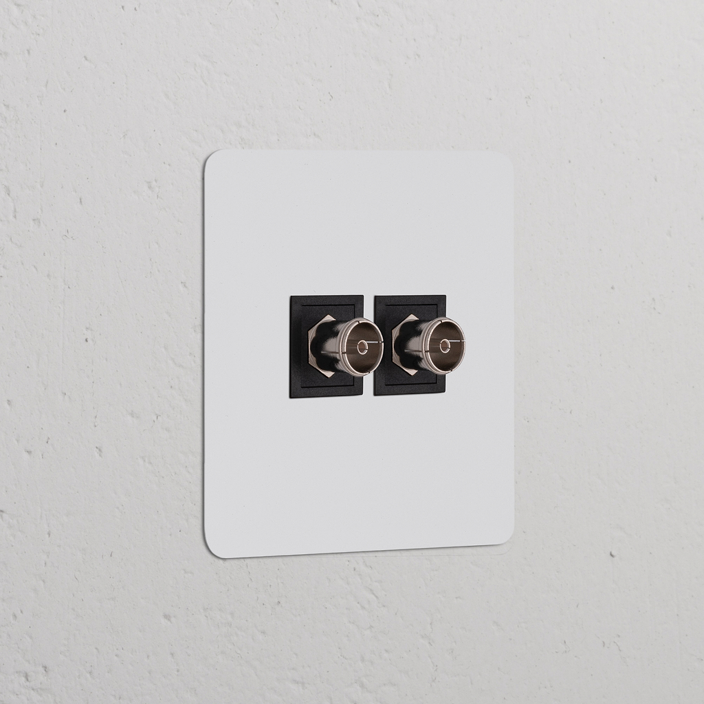 Prise TV x2 (Plaque Simple) - Peignable Noir