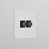 Prise TV x2 (Plaque Simple) - Peignable Noir