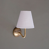 Antique Brass Wall Light with Alabaster White Linen Shade