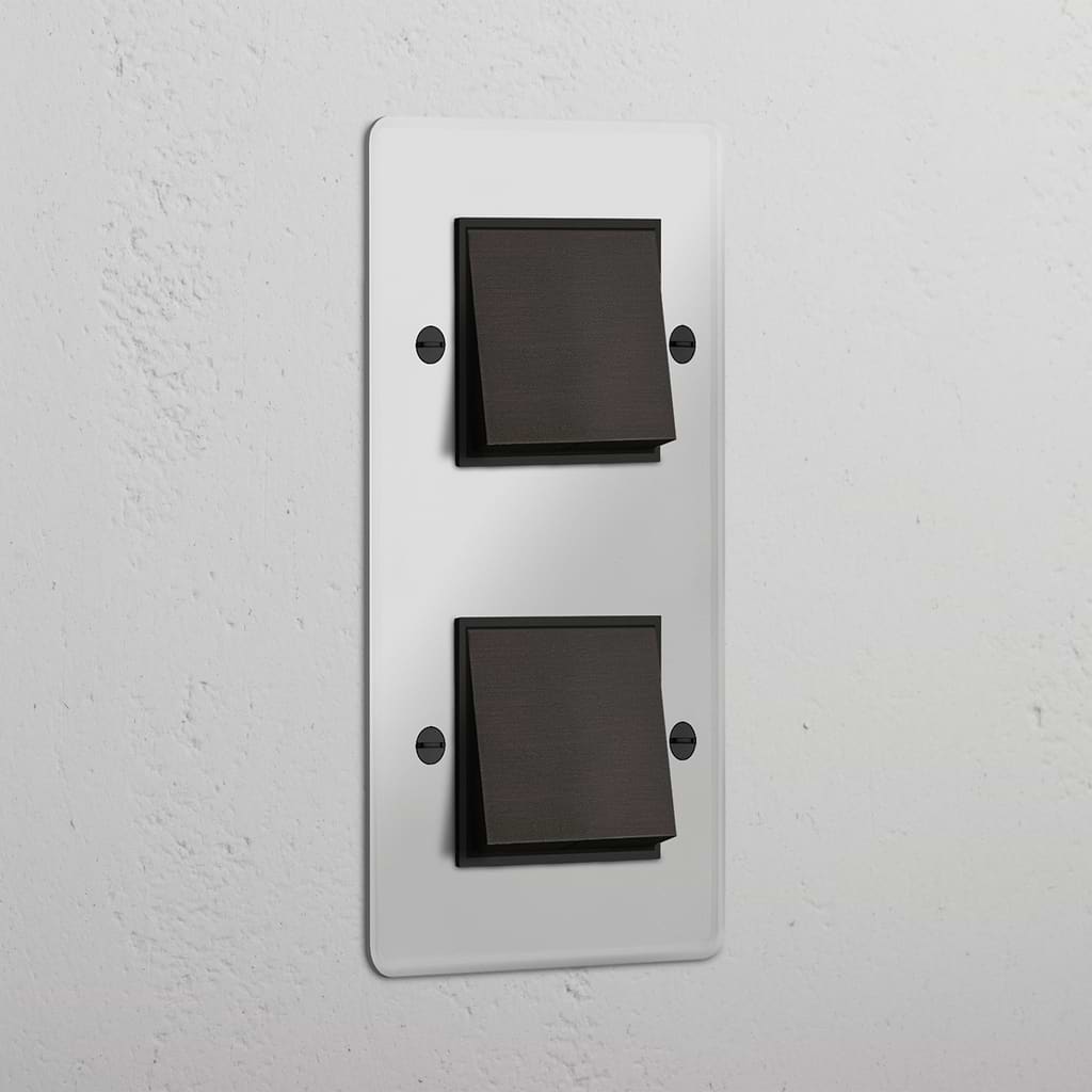 Vertical Double Rocker Switch in Clear Bronze Black - Functional Light Control Accessory