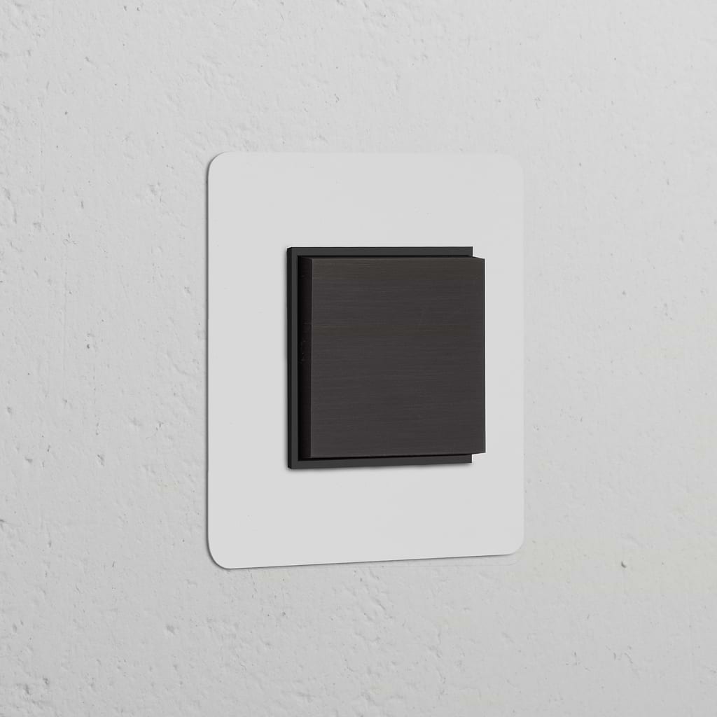 Bouton Poussoir Trois Positions Carré (Plaque Simple) - Bronze Peignable Insert Noir
