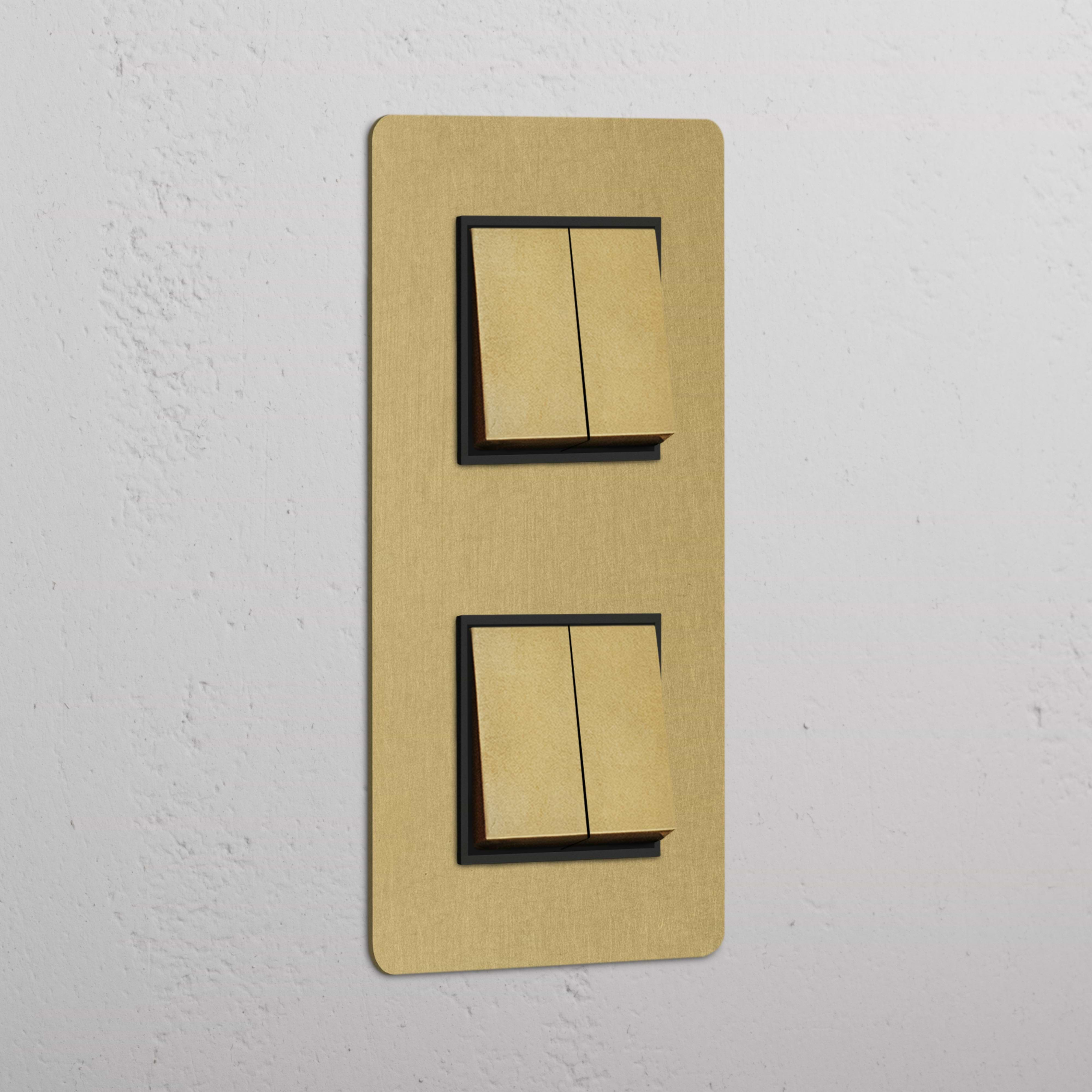 Double Vertical Rocker Switch in Antique Brass Black with Four Positions