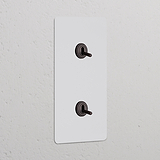 Interrupteur VV à Levier x2 Vertical (Plaque Double) - Bronze Peignable