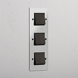 Vertical Triple Rocker Switch in Clear Bronze Black - Efficient Lighting Control Tool