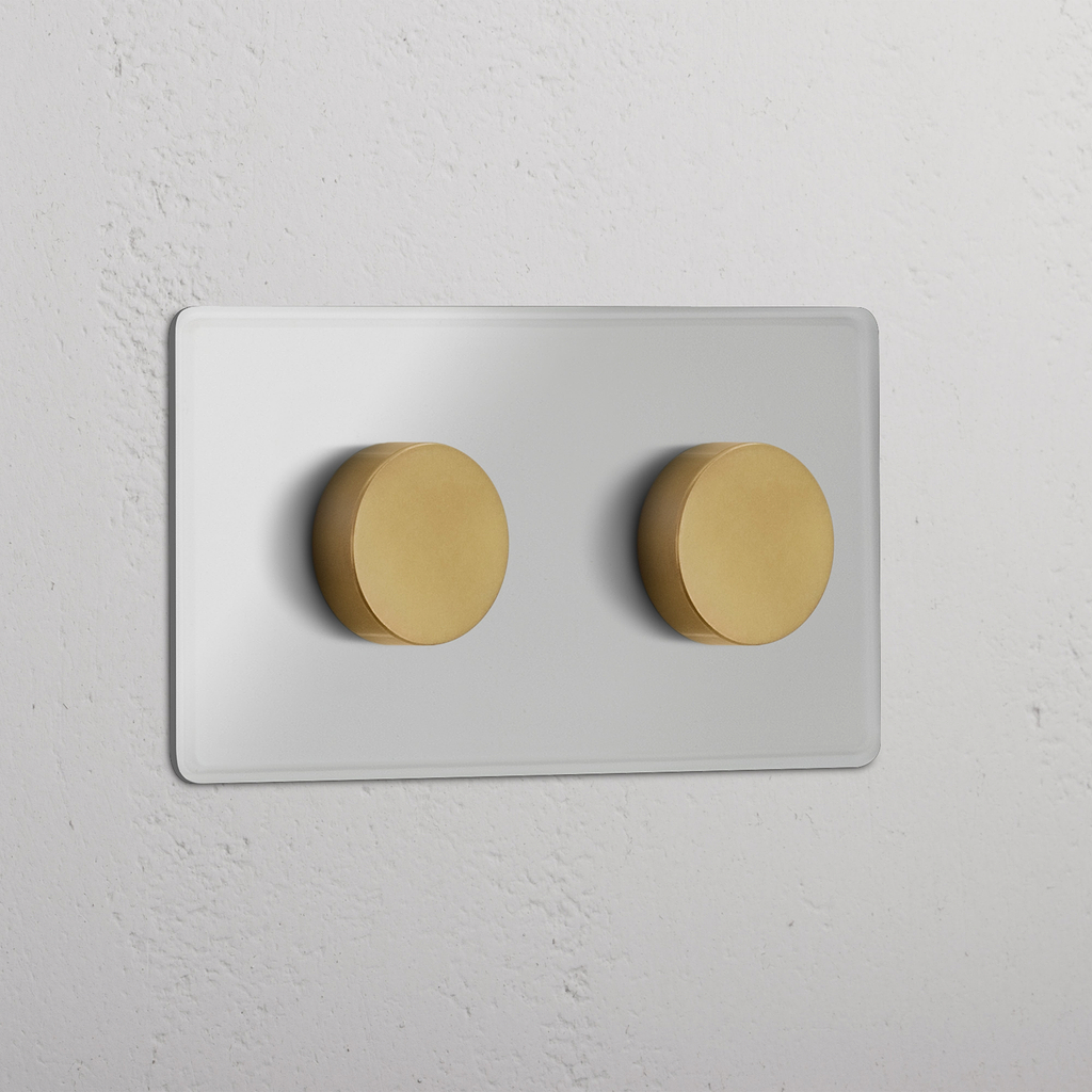 Clear Antique Brass Double Dimmer Switch - Customizable Light Control Accessory