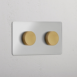 Clear Antique Brass Double Dimmer Switch - Customizable Light Control Accessory