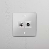 Comprehensive TV Reception Solution: Clear White Single Satellite & TV Module on White Background