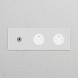 Interrupteur VV à Levier & Prise de Courant Ronde Type E x2 (Plaque Double) - Nickel Poli Peignable Insert Blanc