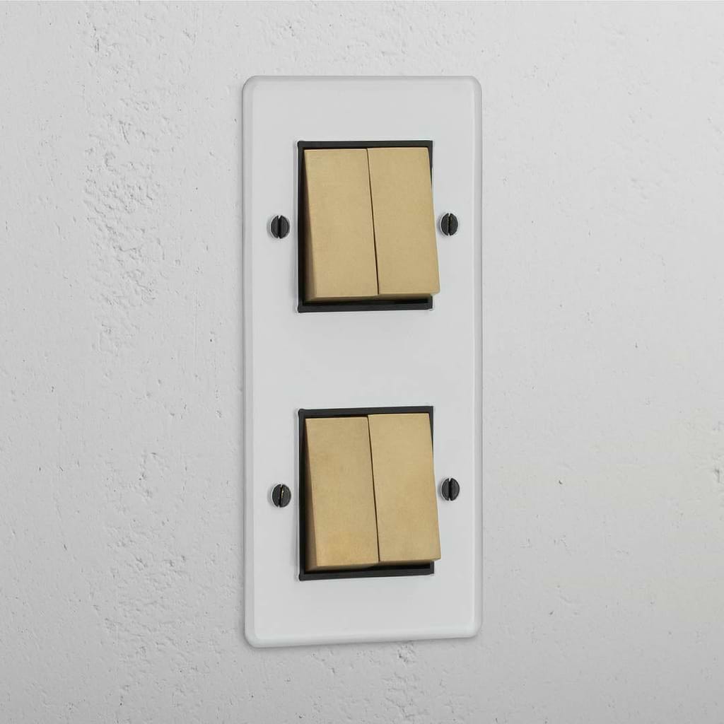 High-Capacity Clear Antique Brass Black Double Vertical Rocker Switch - Advanced Light Control System