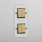 High-Capacity Clear Antique Brass Black Double Vertical Rocker Switch - Advanced Light Control System