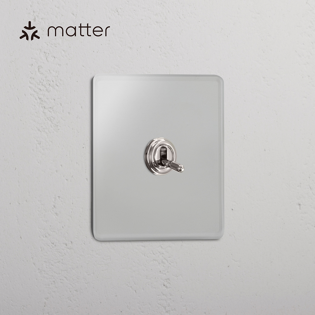 Bouton Poussoir Connecté à Levier (Plaque Simple) - Nickel Poli