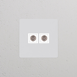 Prise TV x2 (Plaque Simple) - Peignable Blanc