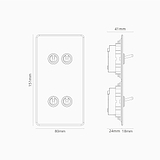 Interrupteur VV Carré x4 Vertical (Plaque Double) - Transparent / Bronze (Insert Noir)