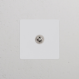 Bouton Poussoir Trois Positions à Levier (Plaque Simple) - Nickel Poli Peignable