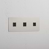 High Capacity High-Speed Charging Outlet: Polished Nickel Black Triple 3x USB Module