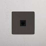Single RJ45 Module in Bronze Black on White Background