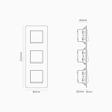 Interrupteur VV Carré x3 Vertical (Plaque Triple) - Transparent / Laiton Ancien (Insert Blanc)
