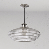 Brookfield Suspension Grand Format en Verre Cannelé - Nickel Poli