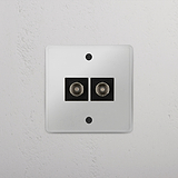 Dual TV Module in Clear Black - Quality Television Signal Accessory on White Background