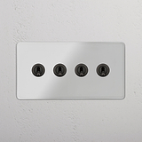 Clear Bronze Double Toggle Switch with Four Levers - Advanced Light Control Solution on White Background