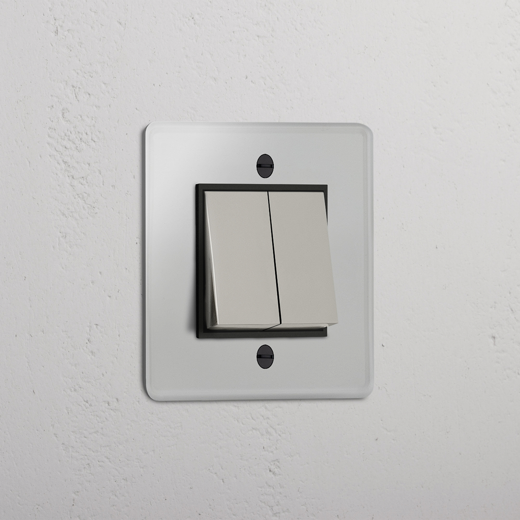 Dual-Function Single Rocker Switch in Clear Polished Nickel Black - Streamlined Light Management Tool