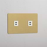Double USB Module in Antique Brass White with Dual Ports - Advanced Connectivity
