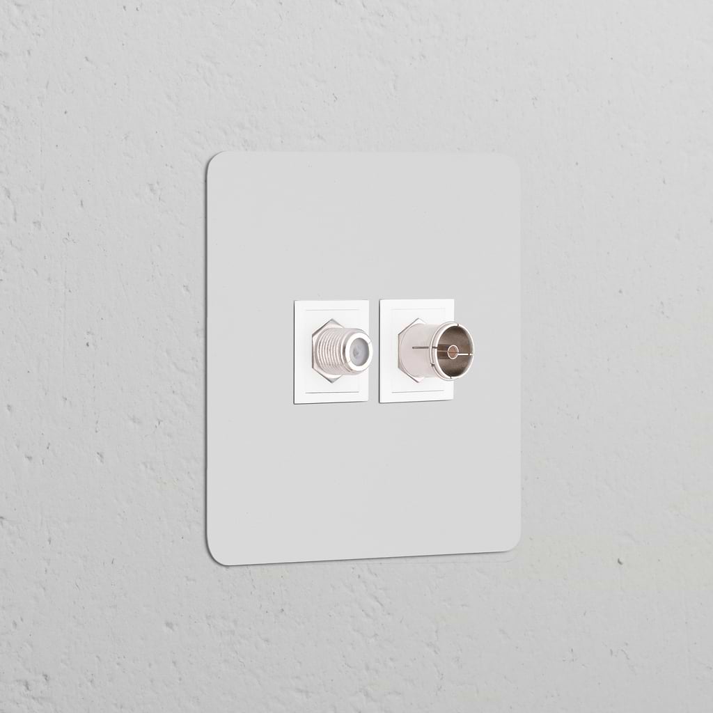 Prise Satellite & TV (Plaque Simple) - Peignable Blanc