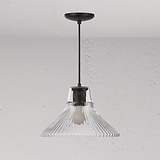 Hammersmith Suspension Moyen Format en Verre Cannelé - Bronze