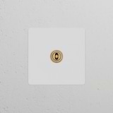 Bouton Poussoir Trois Positions à Levier (Plaque Simple) - Laiton Ancien Peignable