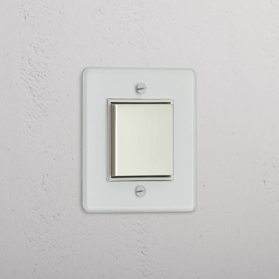 Central Single Rocker Switch in Clear Polished Nickel White - Efficient Lighting Solution