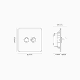 Interrupteur VV à Levier x2 (Plaque Simple) - Transparent / Nickel Poli