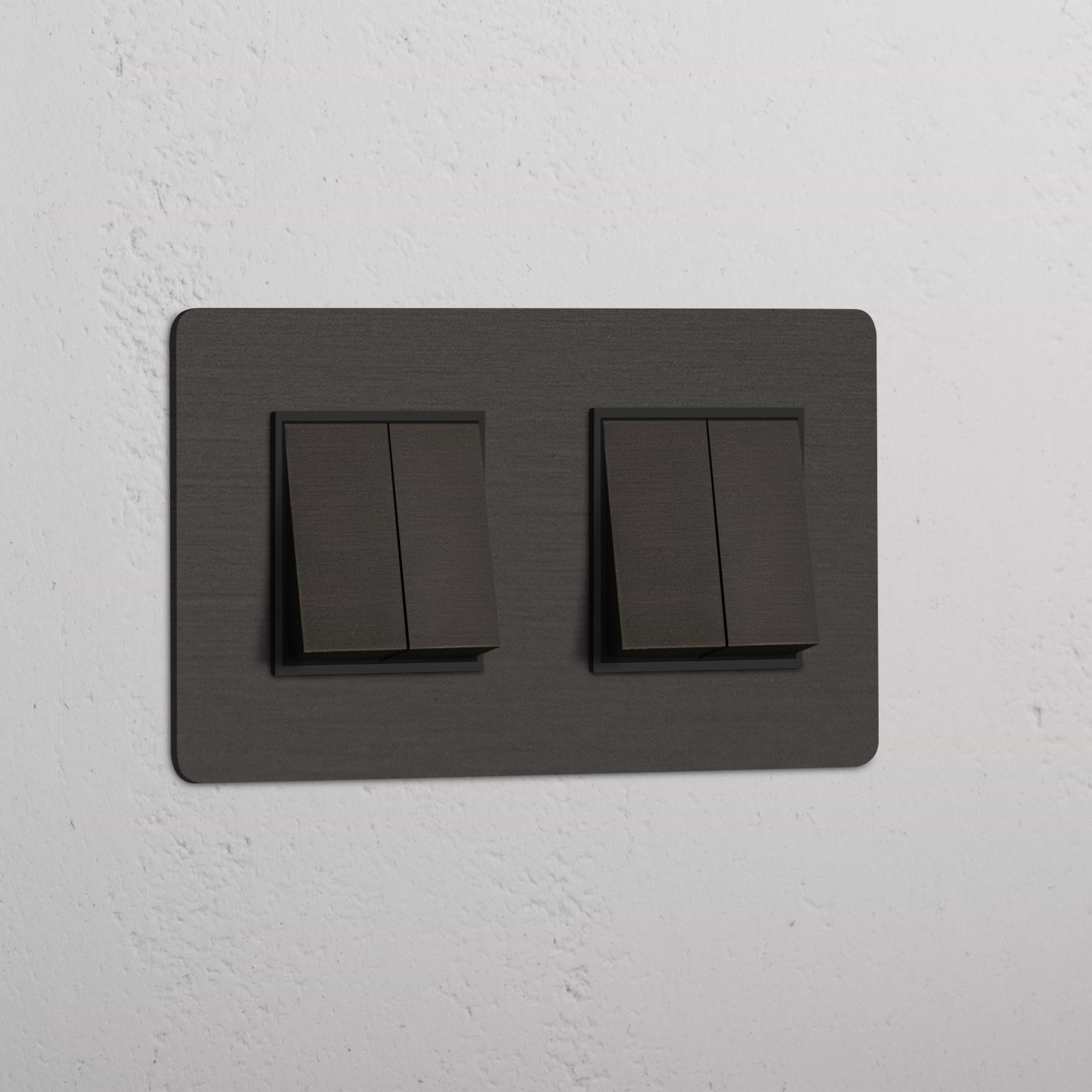 Elegant Double Rocker Switch in Bronze Black with 4 Positions - Seamless Operation