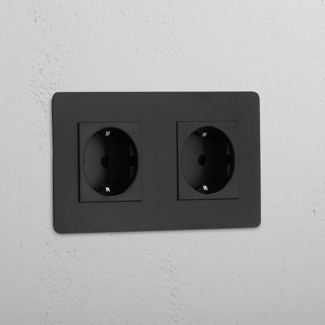 Double Schuko Module in Bronze Black with 2 Ports - Optimal Power Integration