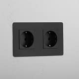 Double Schuko Module in Bronze Black with 2 Ports - Optimal Power Integration
