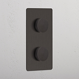 Bronze Double Vertical Dimmer Switch with 2 Adjustments - Customizable Light Control