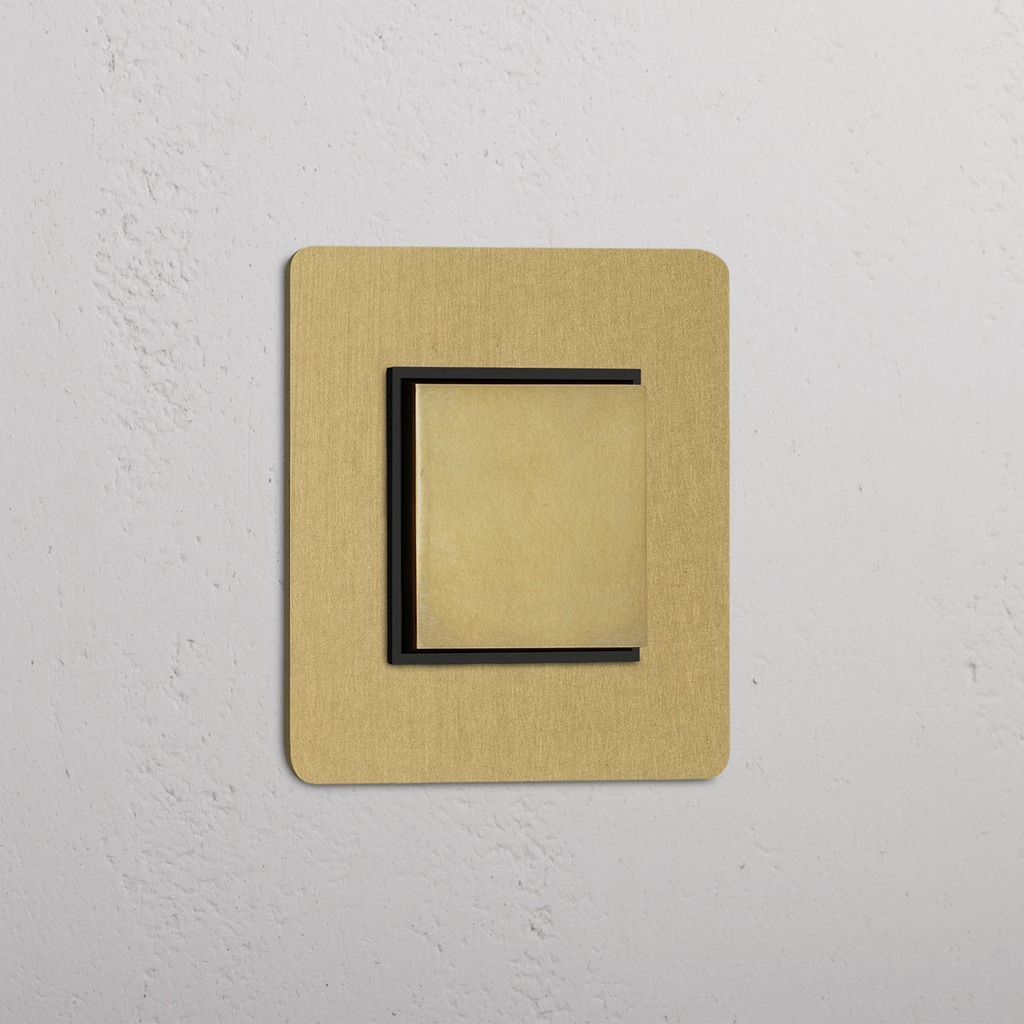 Central Single Rocker Switch in Antique Brass Black