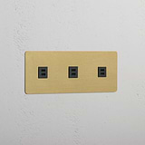Triple USB Module with 3 Ports in Antique Brass Black