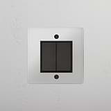 Double Rocker Switch in Clear Bronze Black - Stylish Light Control Solution on White Background