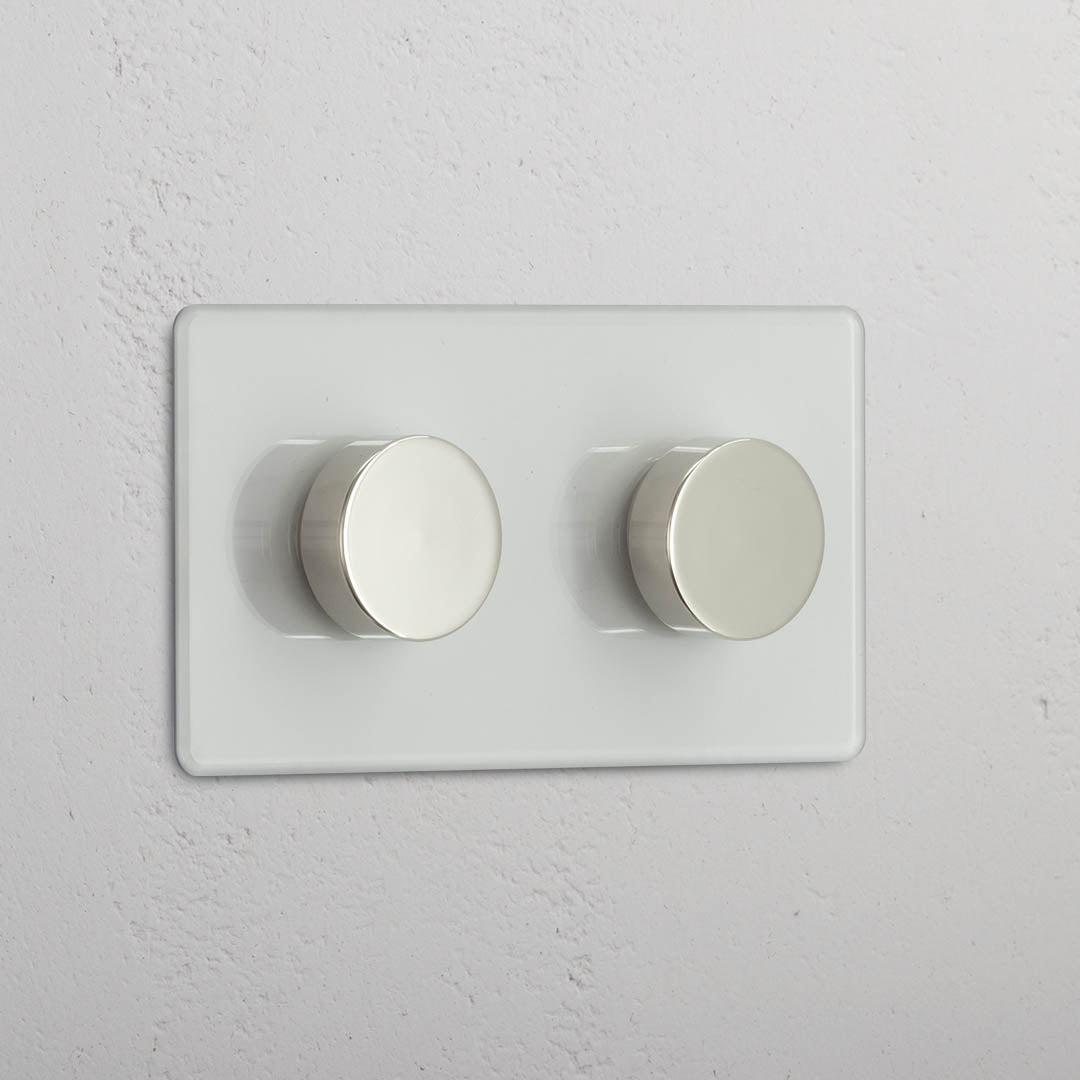 Sophisticated Double Dimmer Switch in Clear Polished Nickel - Light Intensity Management Accessory