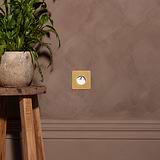 Prise de Courant Ronde Type E (Plaque Simple) - Laiton Ancien (Insert Blanc)
