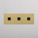Triple USB Module, 3-Port, in Antique Brass Black on White Background