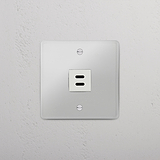Powerful Charging Solution: High-Speed Charging Clear White Single USB 30W Module on White Background