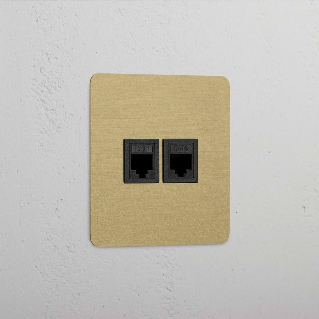 Antique Brass Black Single RJ45 Module