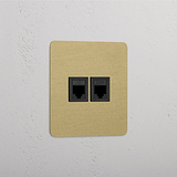 Antique Brass Black Single RJ45 Module