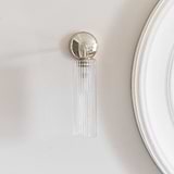 Mirrorside Polished Nickel Fixed Wall Light with Fluted Glass Shade