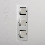 Vertical Triple Rocker Switch in Clear Polished Nickel Black - Functional Lighting Solution